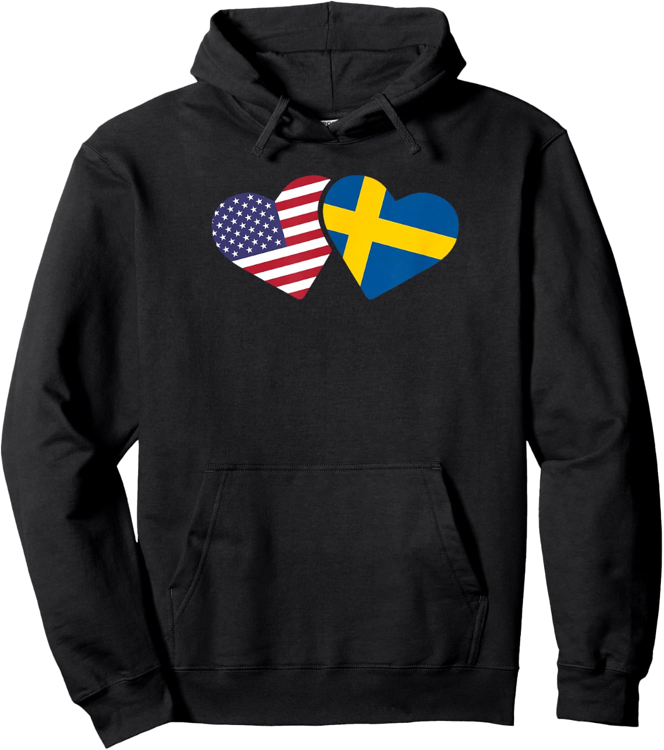 Sweden USA Flag T Shirt Heart Swedish American Love Roots Hoodie - Hoodie | Black