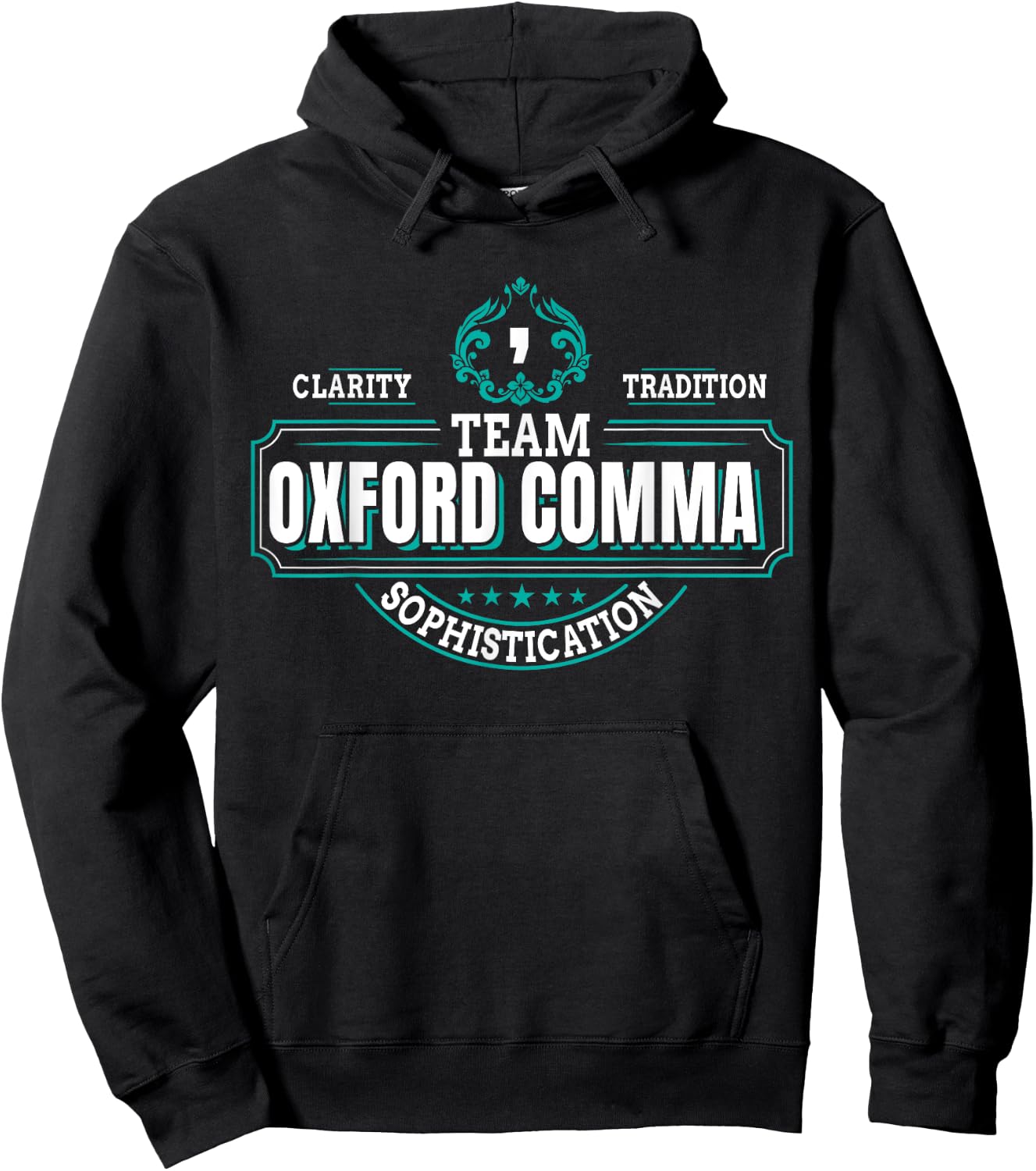 Funny Grammar Police I Team Oxford Comma Hoodie - Hoodie | Black