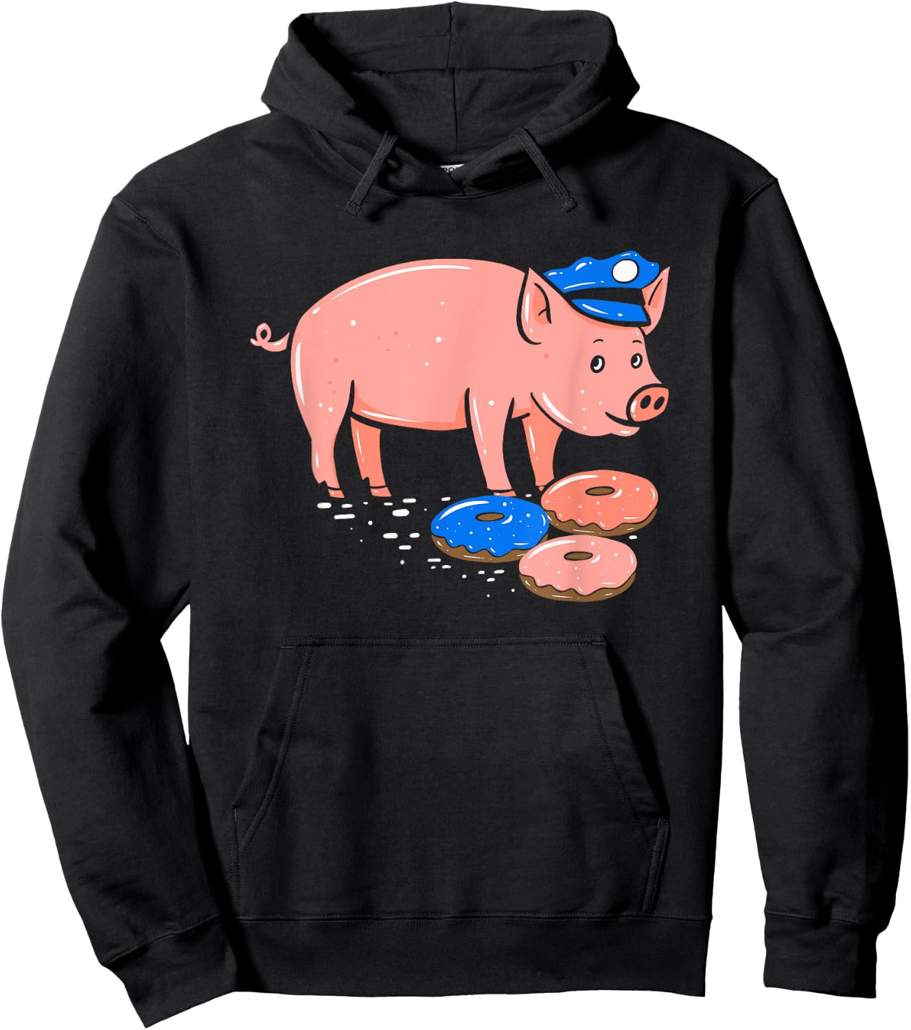 Pig Cop T Shirt | Funny Police Officer Doughnut Gift Hoodie - Hoodie | Black
