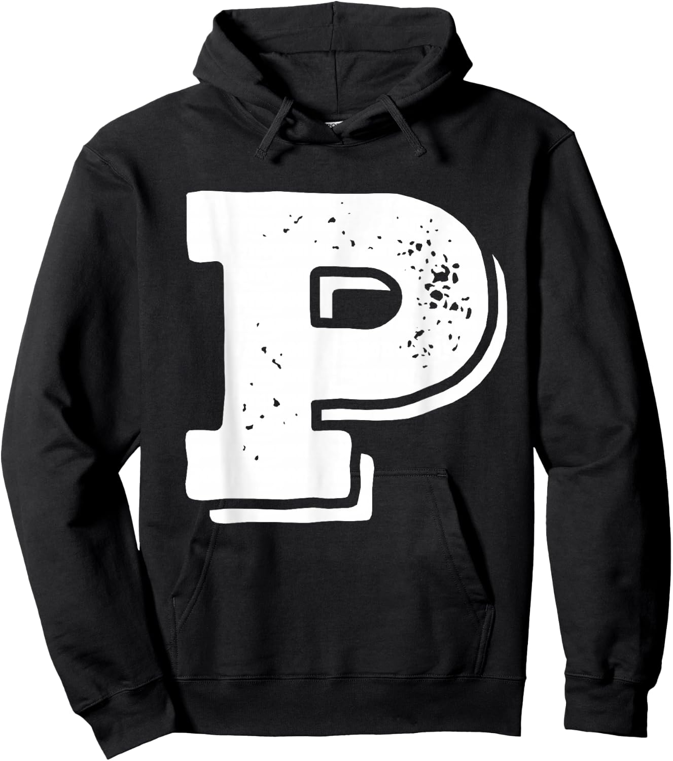 Letter P Capital Alphabet College Varsity Monogram Club Hoodie - Hoodie | Black