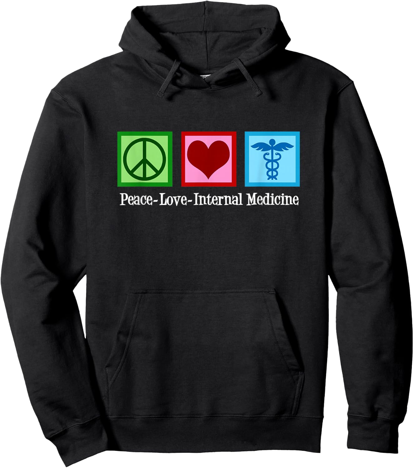 Peace Love Internal Medicine Doctor Hoodie - Hoodie | Black