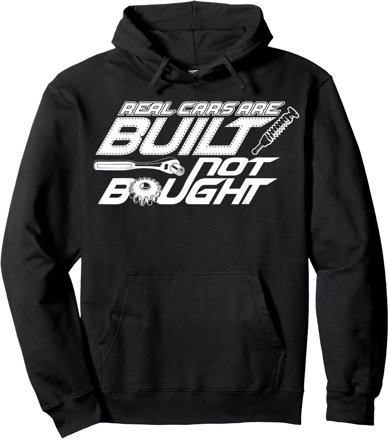 Real Cars are Built Not Bought - Car Guy Garage Hoodie - Hoodie | Black