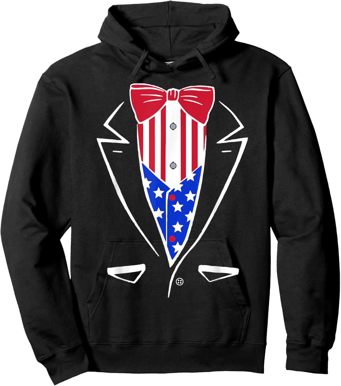USA Pride American Flag Tuxedo Women Kids Men Hoodie - Hoodie | Black