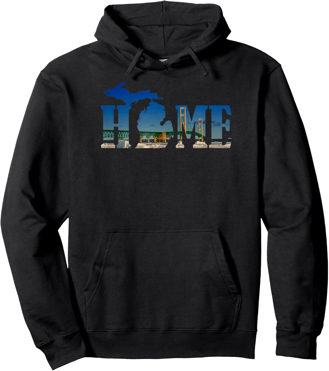 Michigan Home with the Mackinac Bridge Hoodie - Hoodie | Black