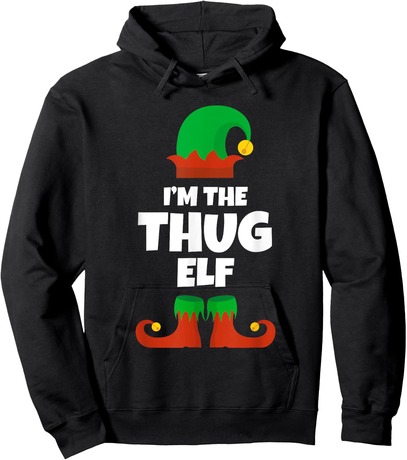 I'm The Thug Elf Family Pajama Christmas Funny Hoodie - Hoodie | Black
