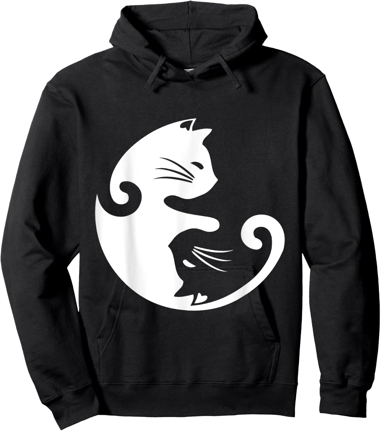 Cat Ying Yang Shirt Spirituality Meditation Yoga Gift Men Women Girls Kids Hoodie - Hoodie | Black