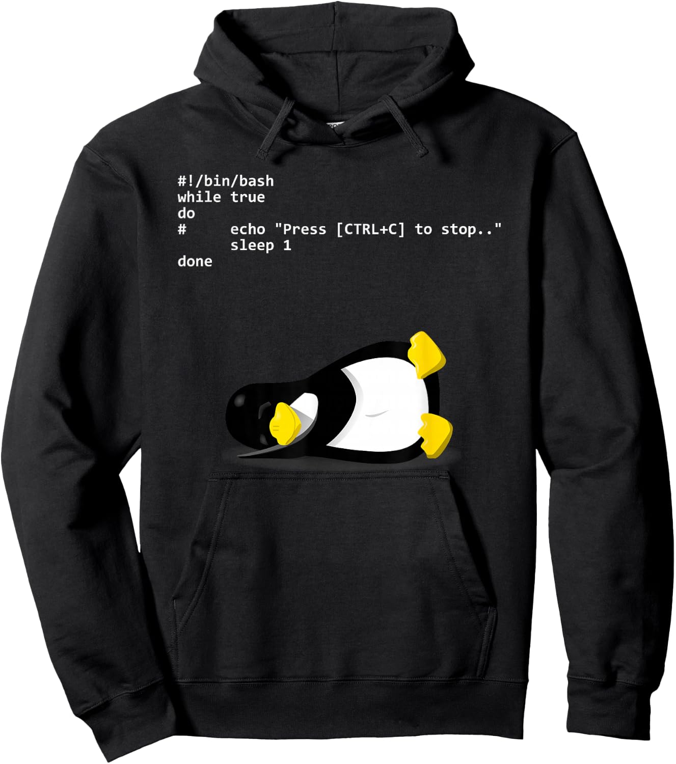 Sleeping Tux Loop Linux Geek Nerd Penguin Hoodie - Hoodie | Black