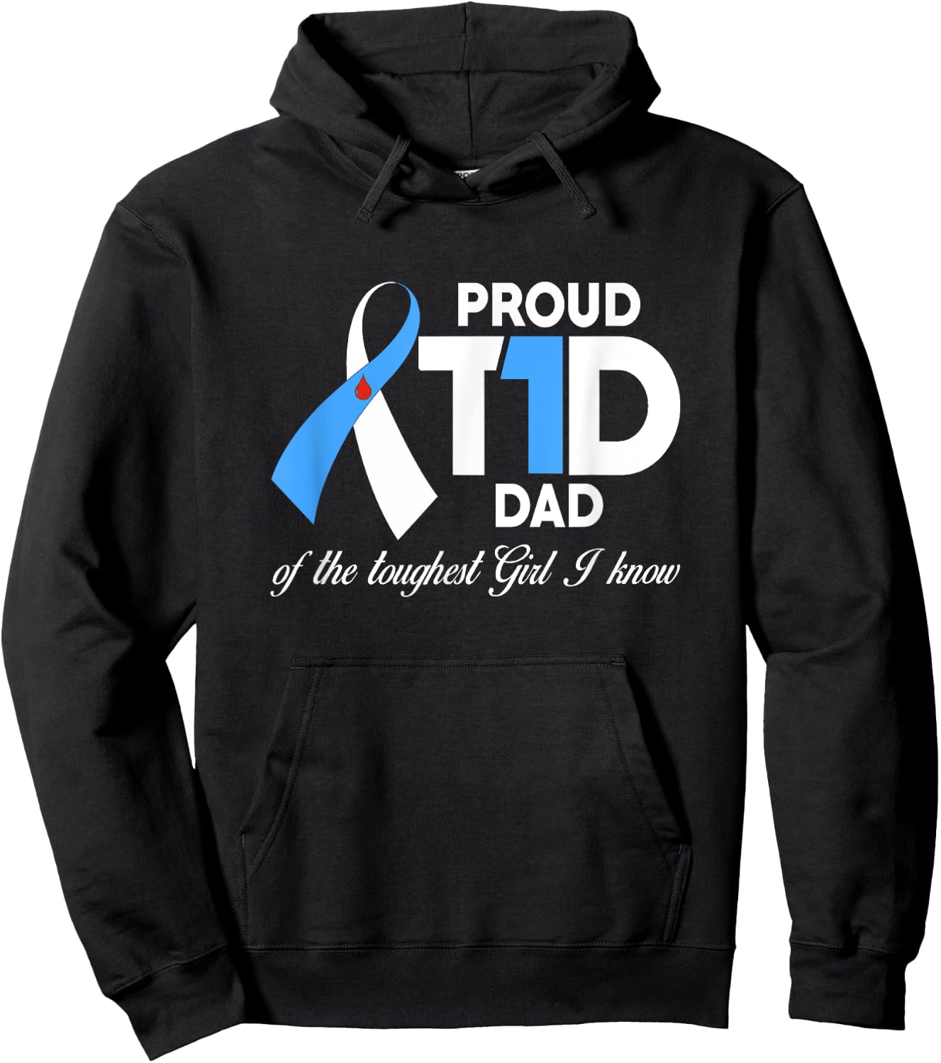 Proud T1D Dad Of Daughter Diabetes Awareness Diabetic Gifts Hoodie - Hoodie | Black