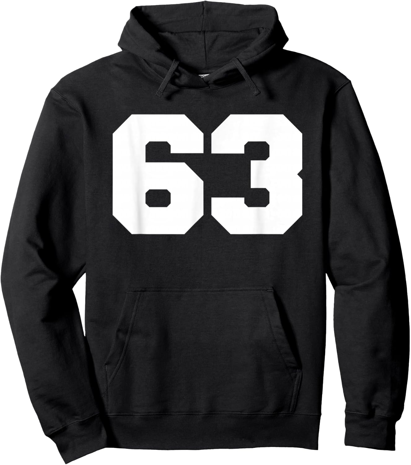 Number 63 Sports Jersey Player #63 Fan FRONT Print Varsity Hoodie - Hoodie | Black