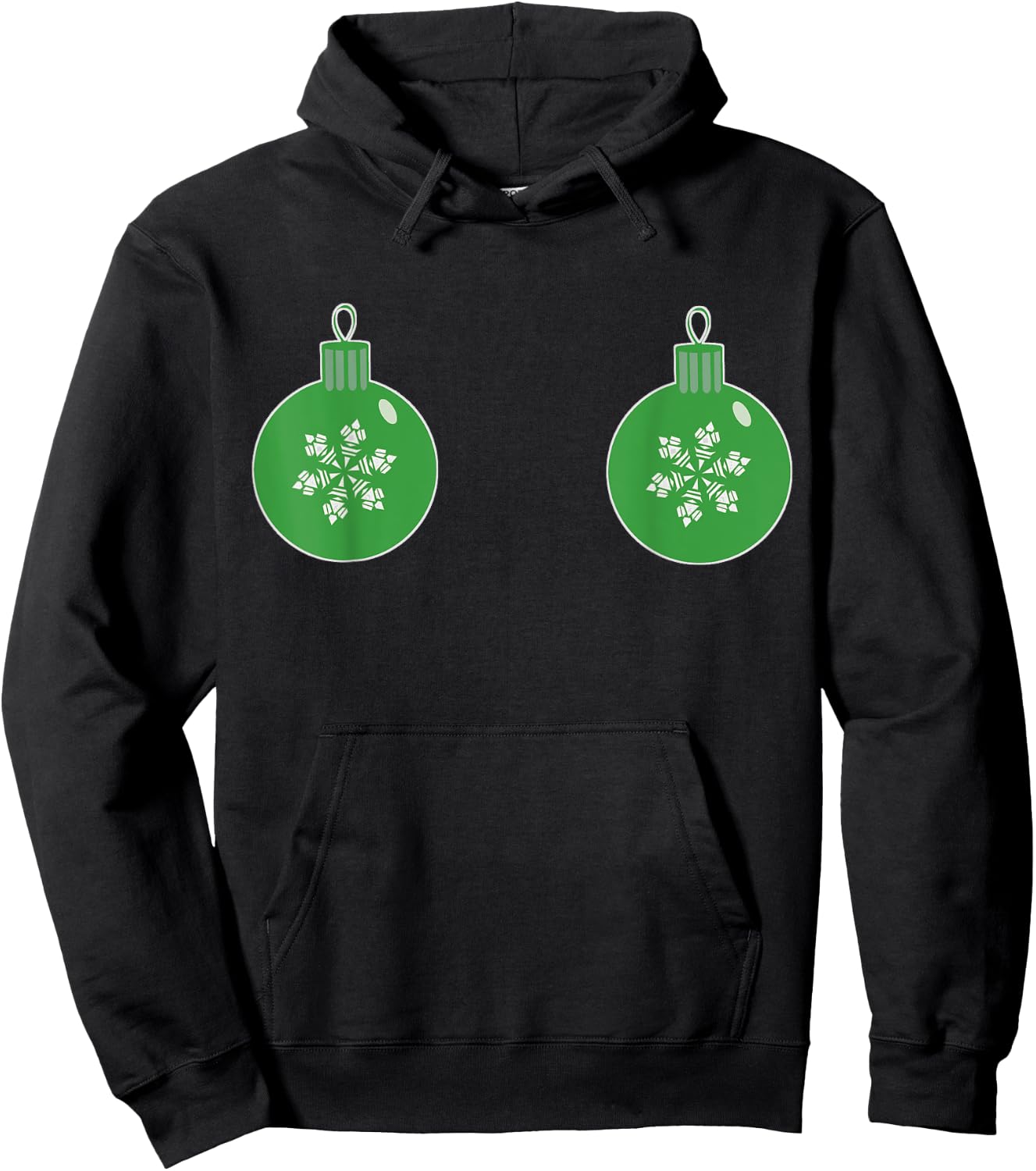 Christmas Ornament Boobs Green| Funny Sexy Holiday Shirt Hoodie - Hoodie | Black