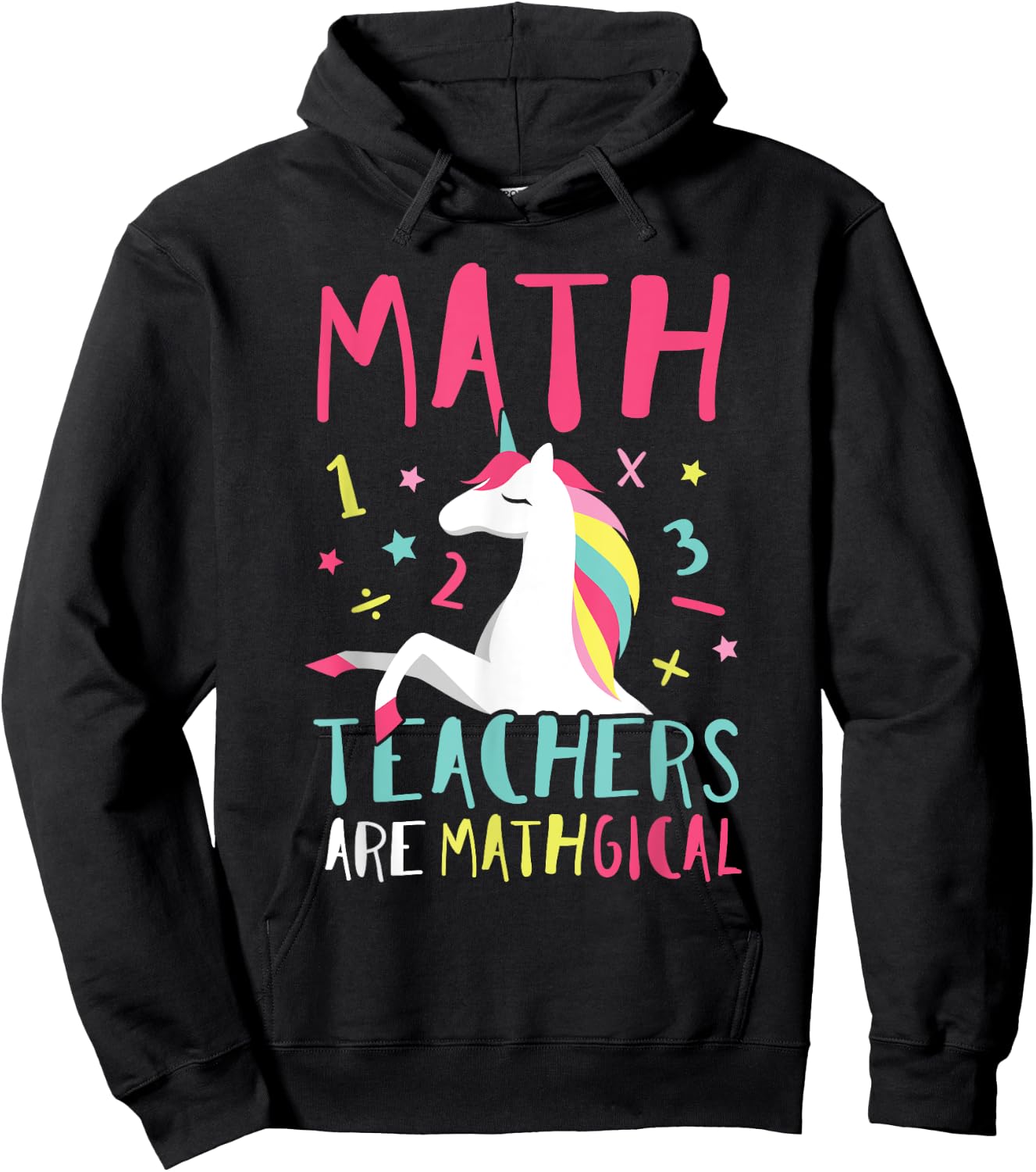 Unicorn Funny Math Teacher Top Women Girls Kids Hoodie - Hoodie | Black
