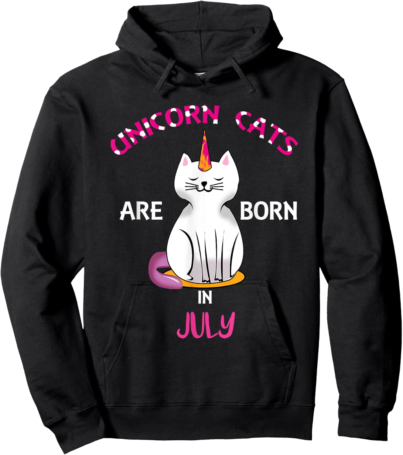 Unicorn Cats are Born in July Shirt - Birthday Shirt Gift Hoodie - Hoodie | Black