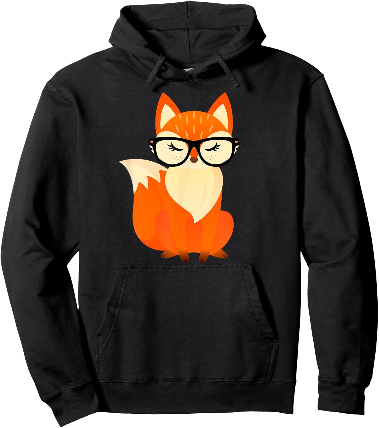 Cute Geek Fox With Glasses Hoodie - Hoodie | Black