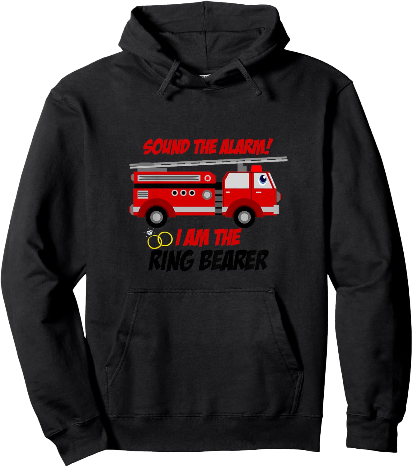 Ring Bearer Shirt - Sound The Alarm Fire Truck Wedding Gift Hoodie - Hoodie | Black