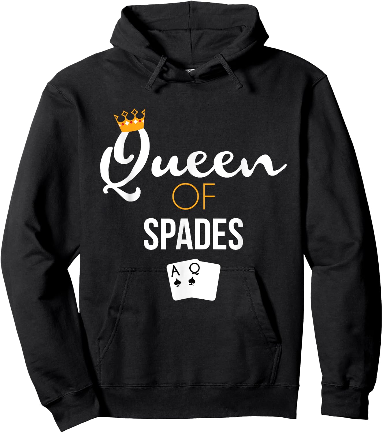 Queen of Spades Card Game Lover Spades Player Gift Hoodie - Hoodie | Black