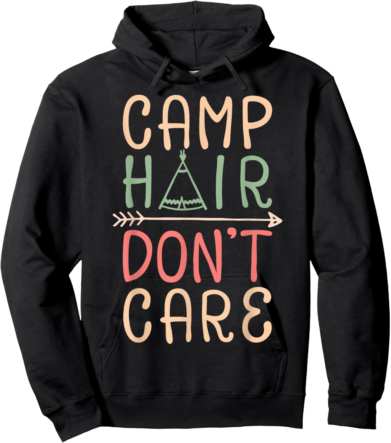 Camp Hair Don't Care T shirt Camping Camper Men Women Kids Hoodie - Hoodie | Black