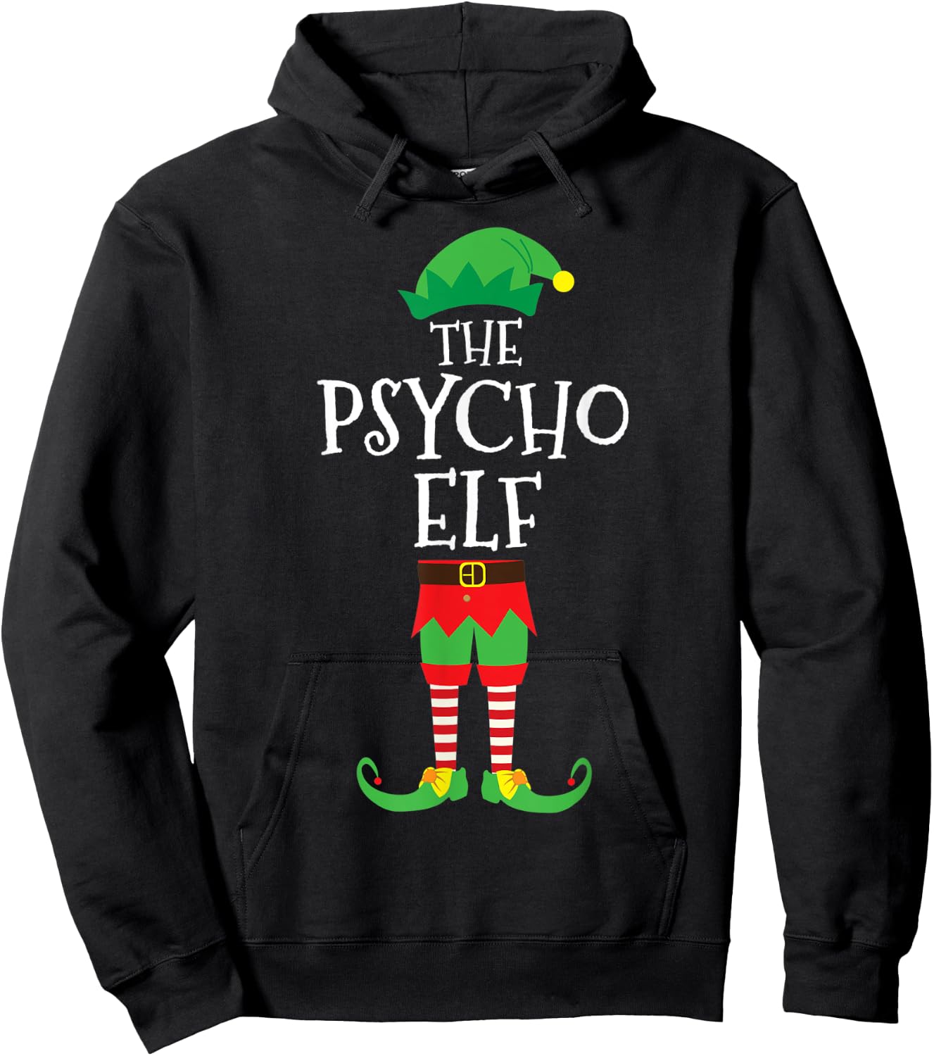 Psycho Elf Matching Family Christmas Party Pajama Hoodie - Hoodie | Black