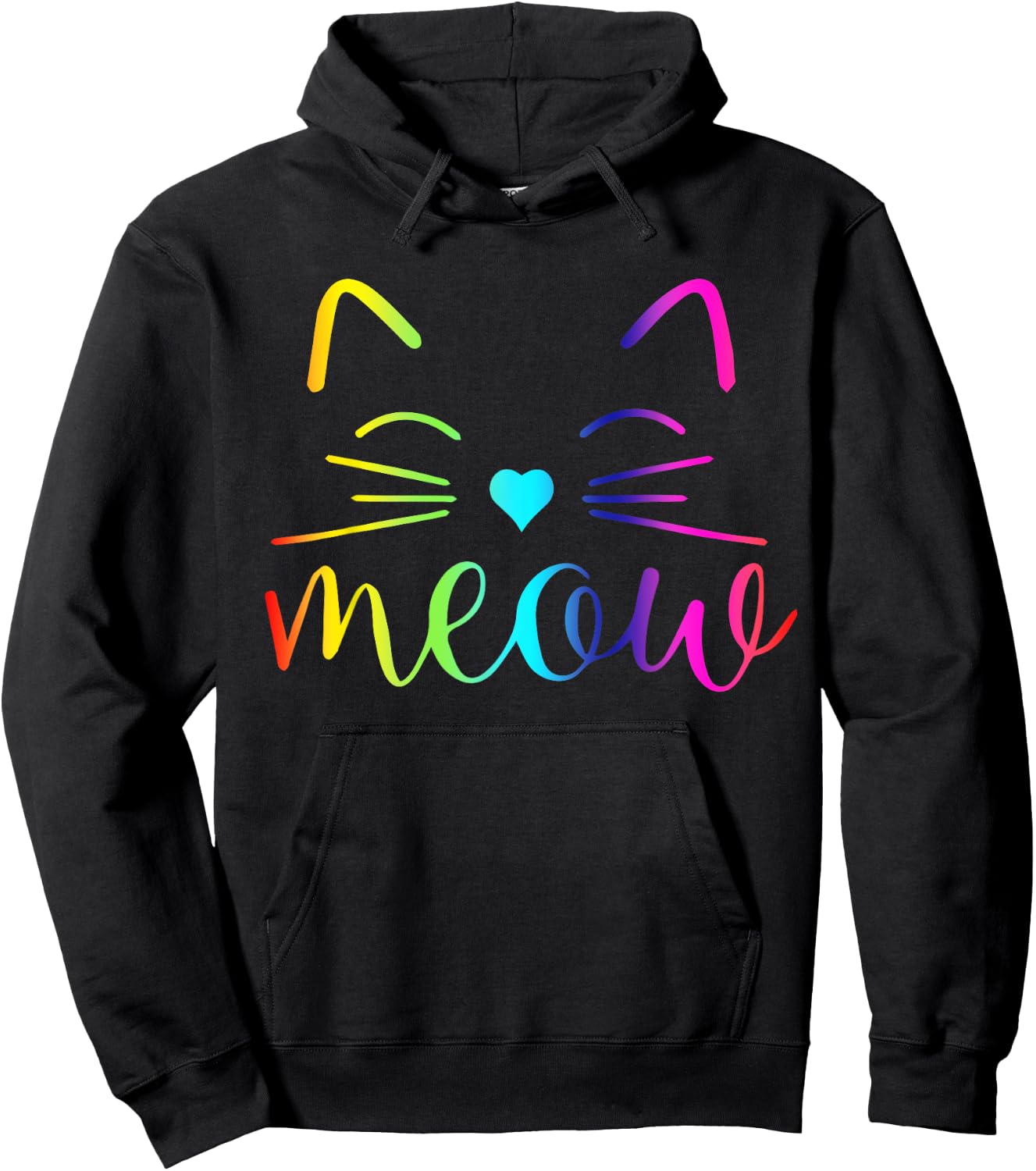 Meow Cute Cat Face Funny Quote for Cat fans Women Girls Kids Hoodie - Hoodie | Black