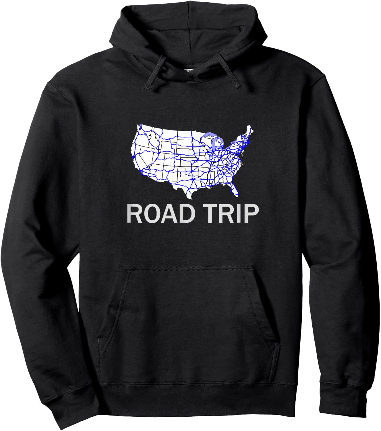 Road Trip USA Highway Travel Map Vacation Shirt Hoodie - Hoodie | Black