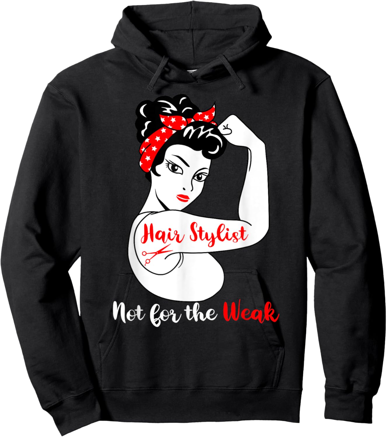 Hair Stylist Strong Funny Hairdresser Hoodie - Hoodie | Black