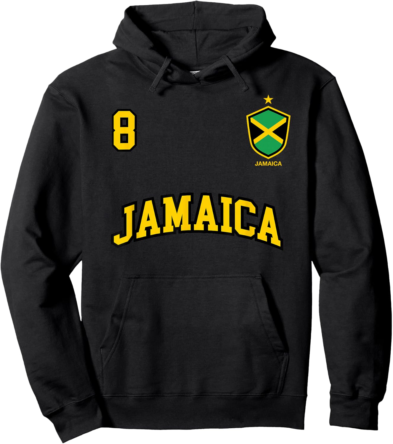 Jamaica Shirt Number 8 Soccer Team Sports Jamaican Flag Hoodie - Hoodie | Black