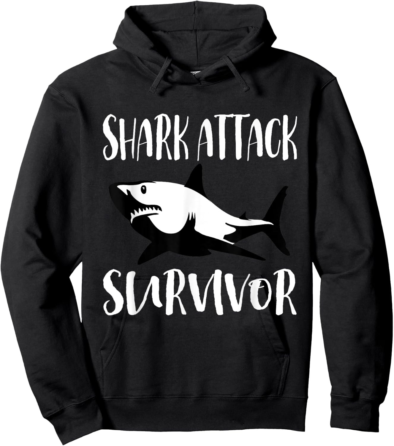 Funny Ocean Shark Attack Survivor design Hoodie - Hoodie | Black