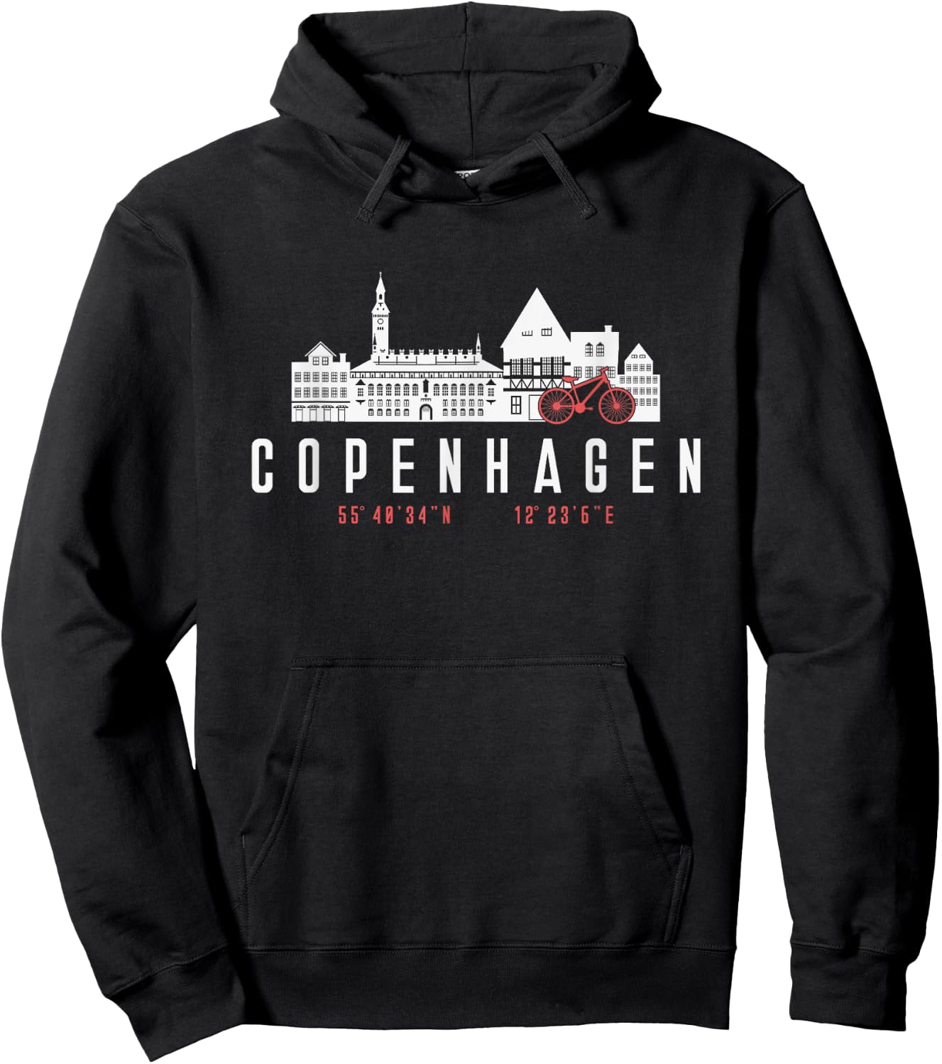 Copenhagen Denmark print Souvenir Vintage Danish Capital Hoodie - Hoodie | Black
