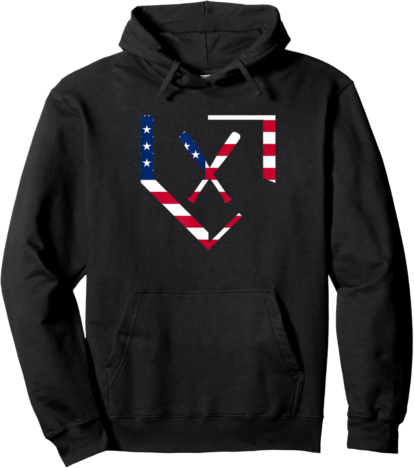 Stars and Stripes Home Plate Baseball Bats American Flag USA Hoodie - Hoodie | Black