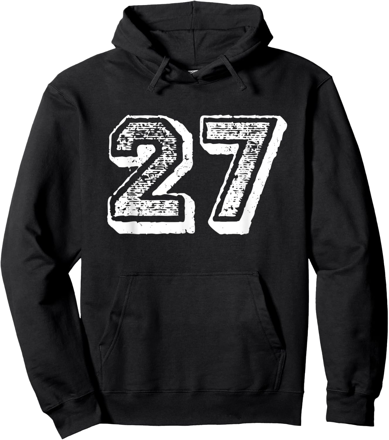 Number 27 Sports Jersey Player #27 Fan Front Print Vintage Hoodie - Hoodie | Black