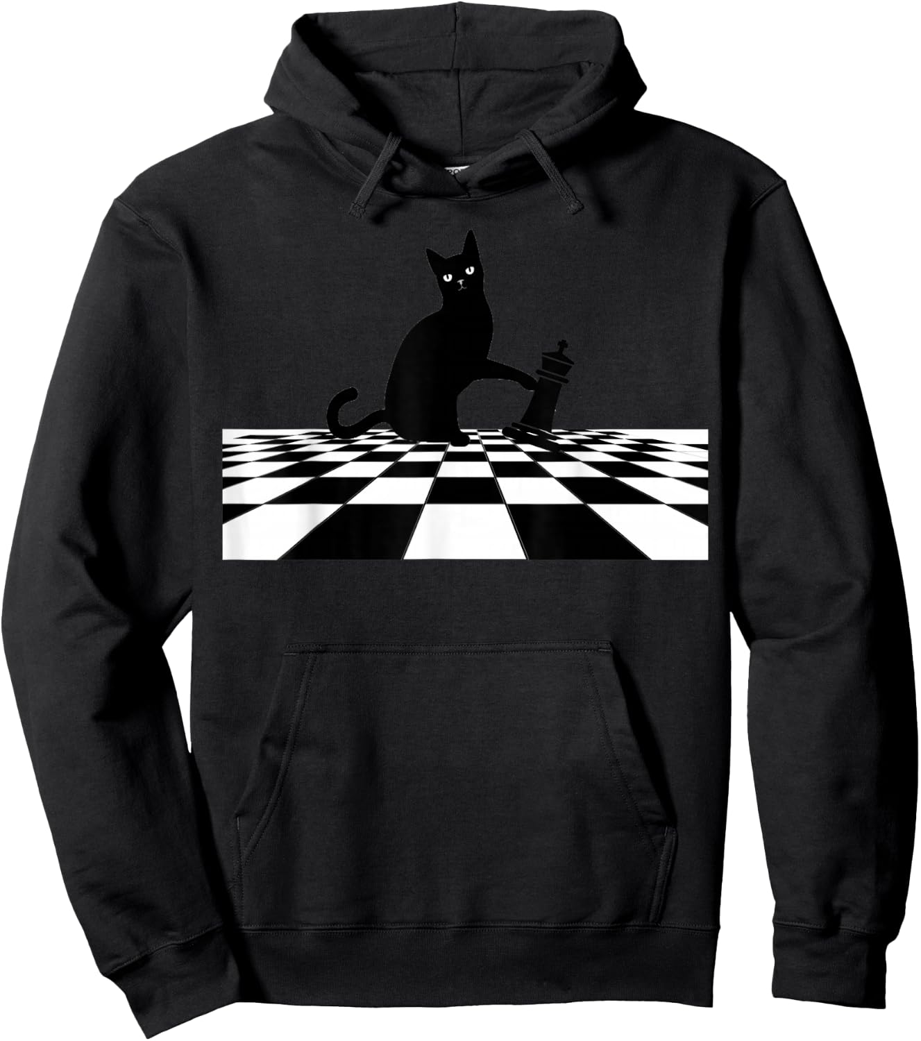 Ornery Cat Tipping Chess Piece Checkmate Hoodie - Hoodie | Black