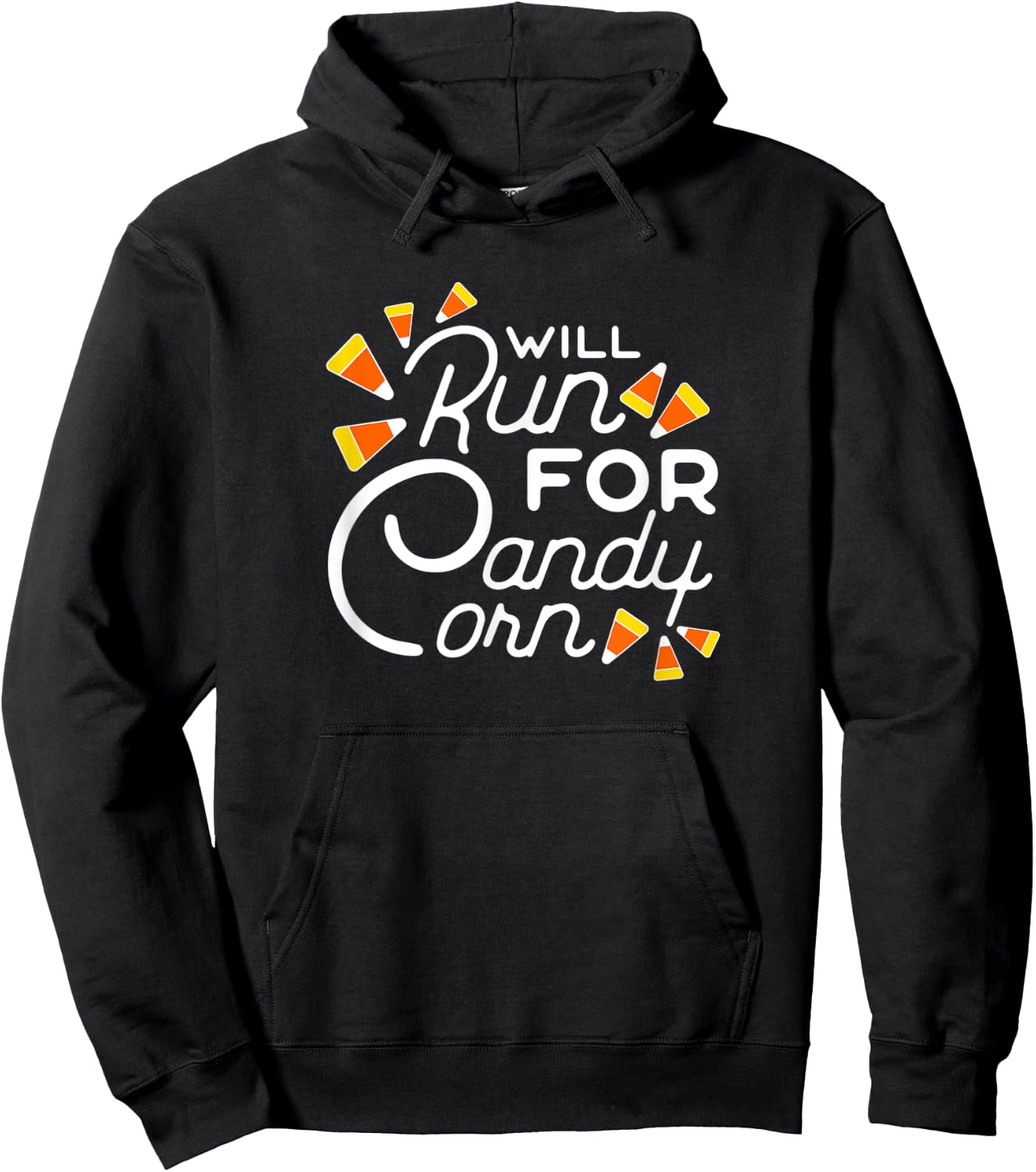Will Run for Candy Corn Marathon Halloween Funny Running Hoodie - Hoodie | Black