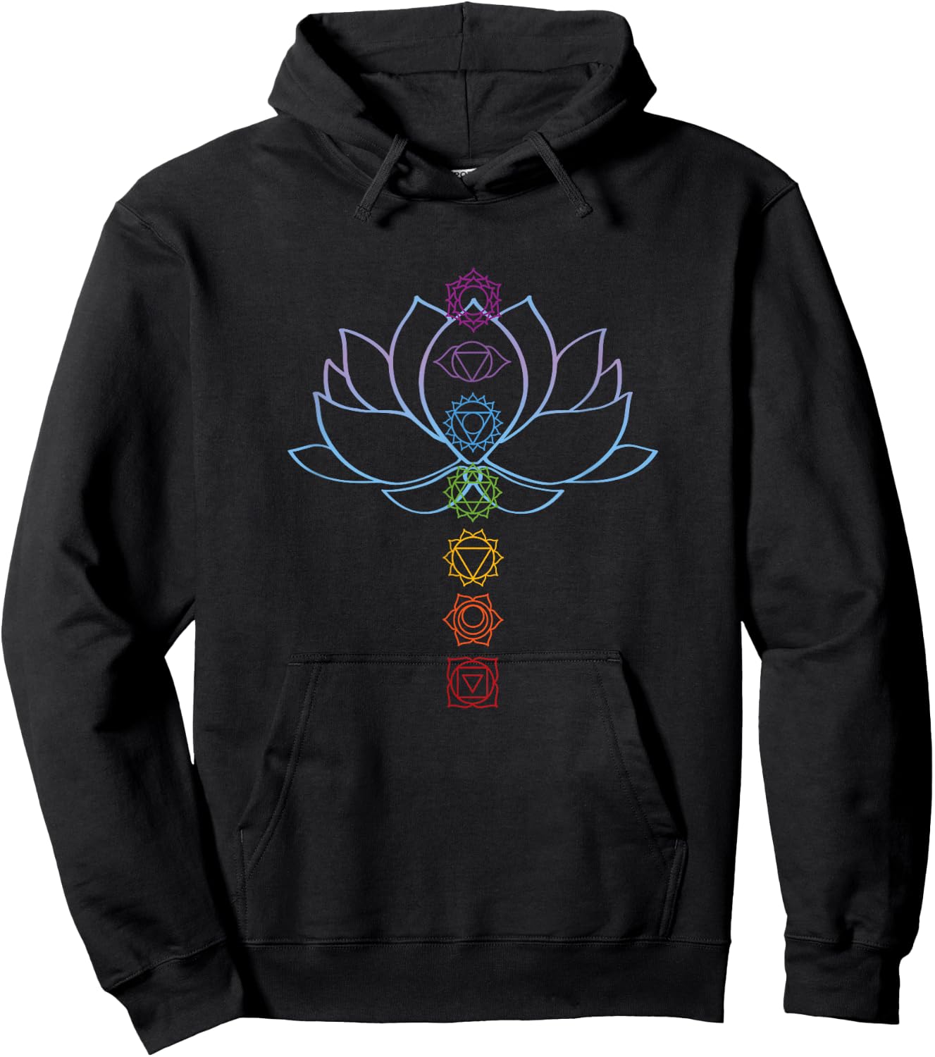 Spiritual Zen Lotus Flower Chakras Aligned Yoga Hoodie - Hoodie | Black