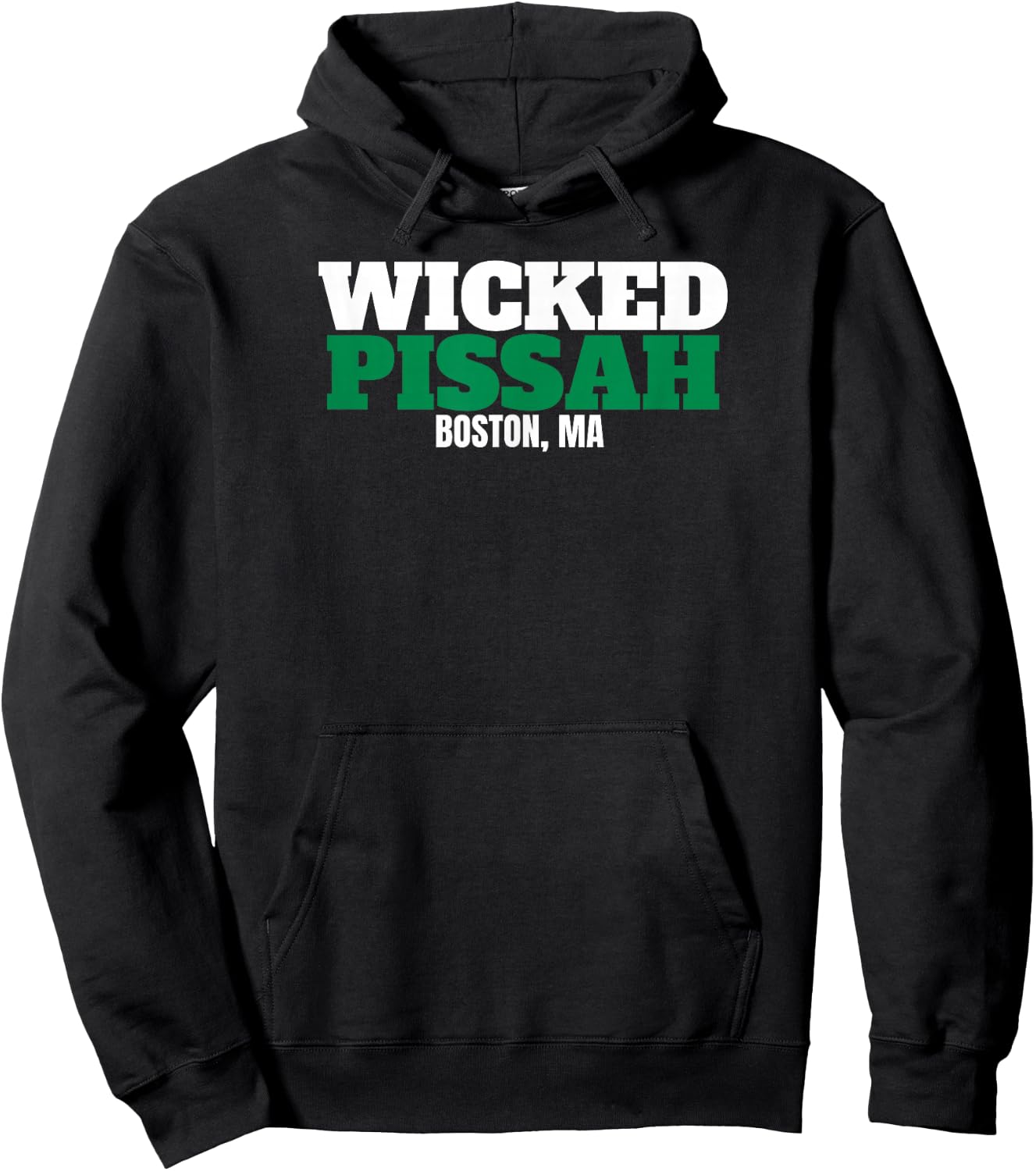 Wicked Pissah Shirt Boston MA , White and Green Hoodie - Hoodie | Black