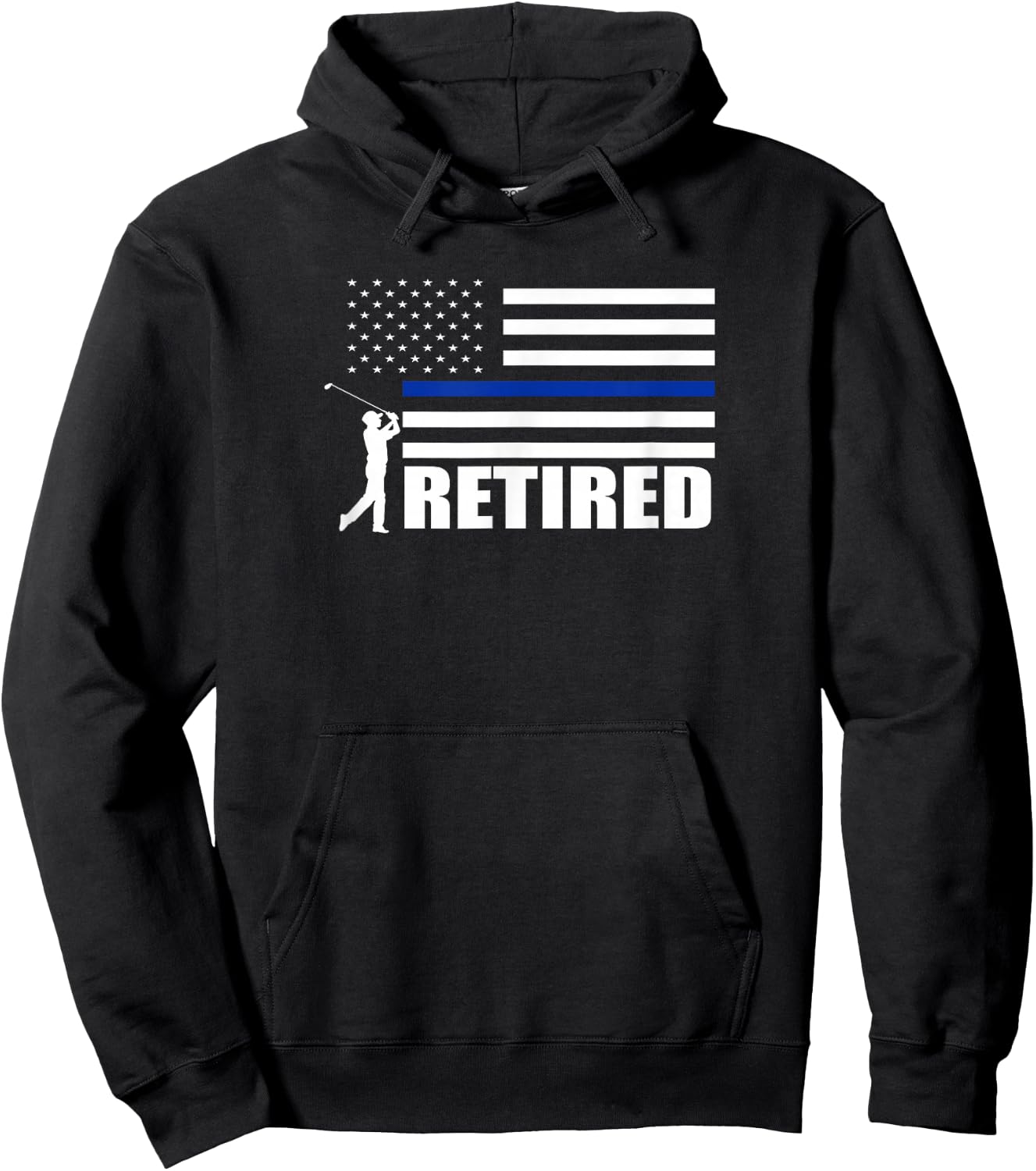 Thin Blue Line Retired Police Officer Cop Golf Lover Shirt Hoodie - Hoodie | Black