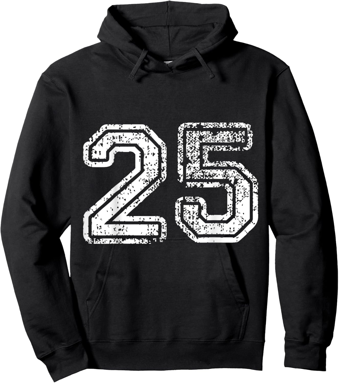 Distressed Number 25 Jersey Hoodie - Hoodie | Black