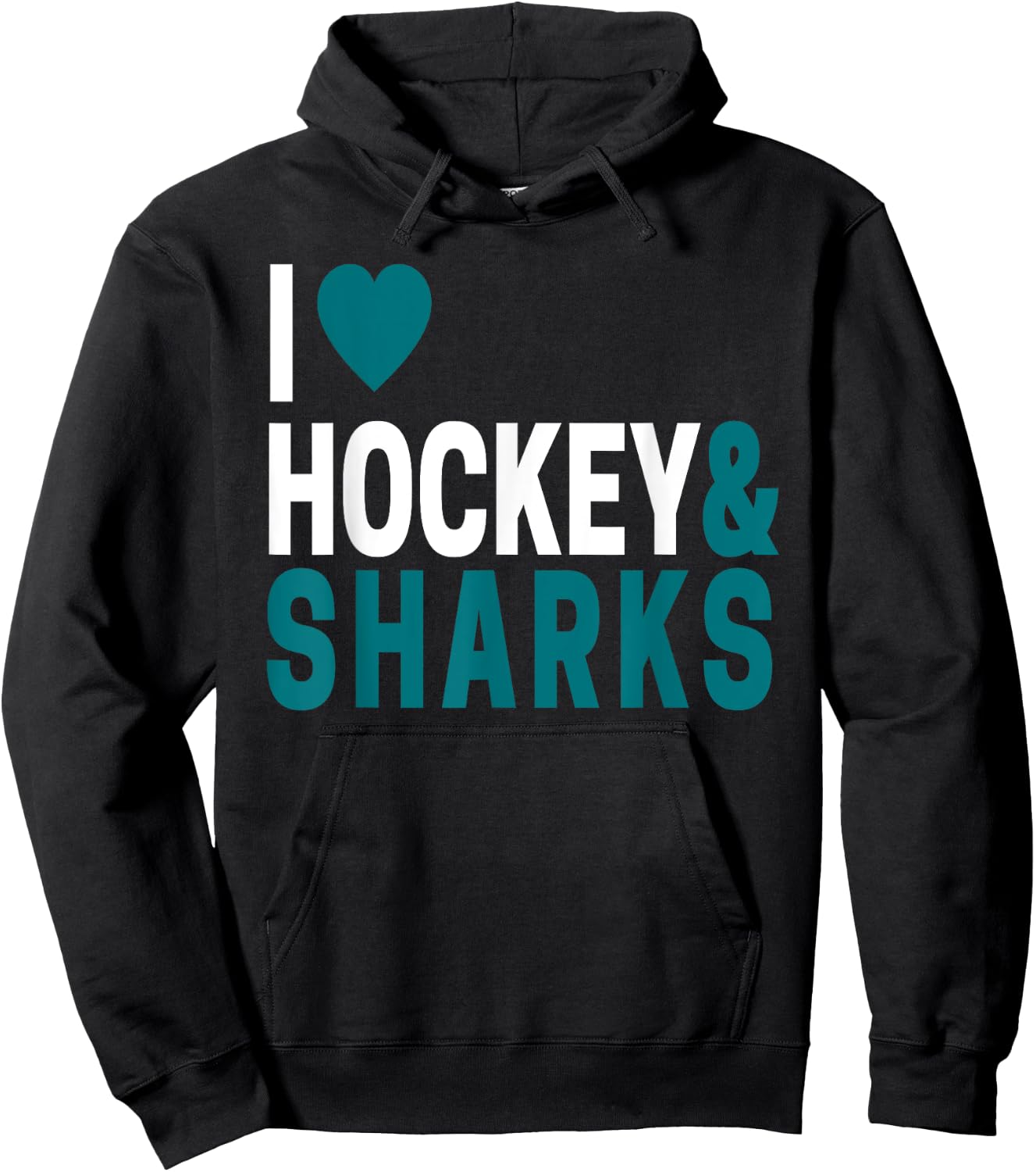 I Love Hockey & Sharks Joke For Hockey Lovers Hoodie - Hoodie | Black