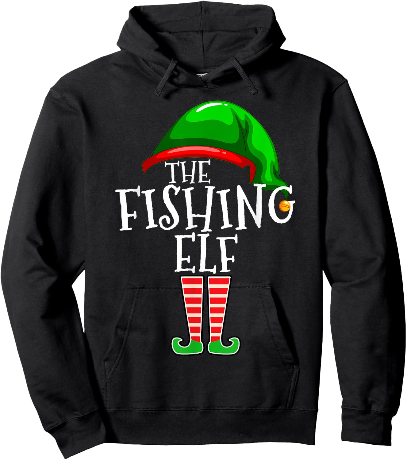 Fishing Elf Family Matching Group Christmas Gift Dad Pops Hoodie - Hoodie | Black