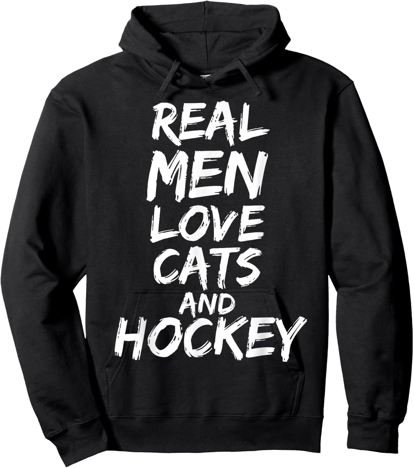 Real Men Love Cats and Hockey Shirt Funny Kitten Lover Shirt Hoodie - Hoodie | Black