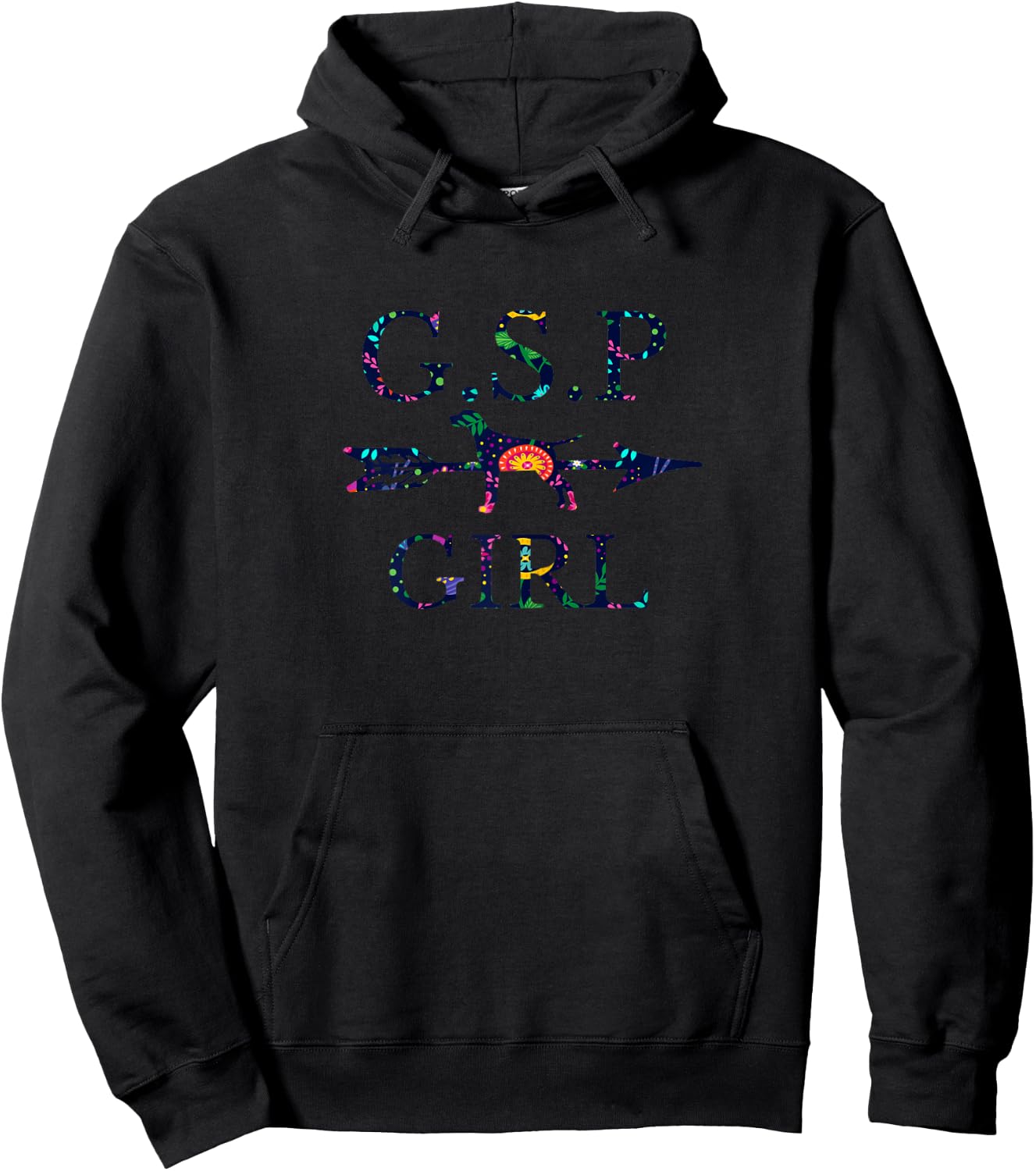 German Shorthair Pointer Mom Girl Silhouette Hoodie - Hoodie | Black