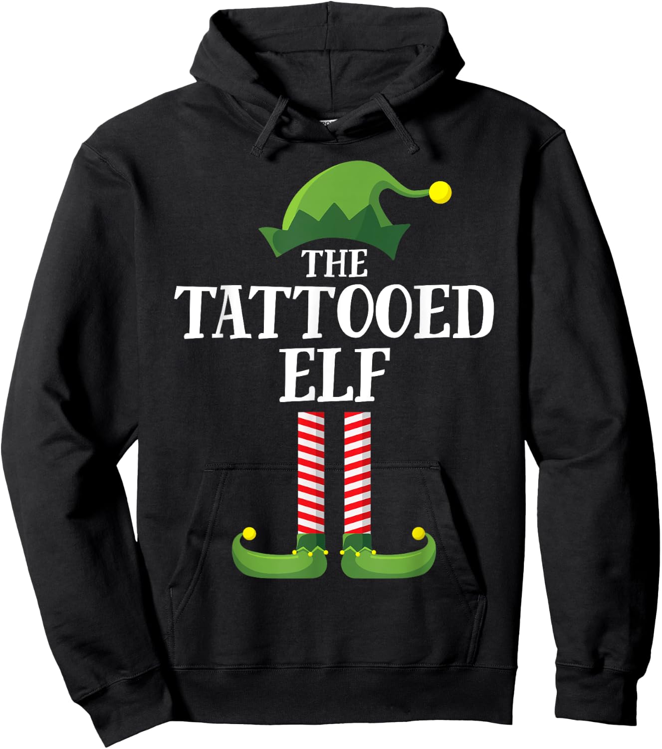 Tattooed Elf Matching Family Group Christmas Party Pyjamas Hoodie - Hoodie | Black