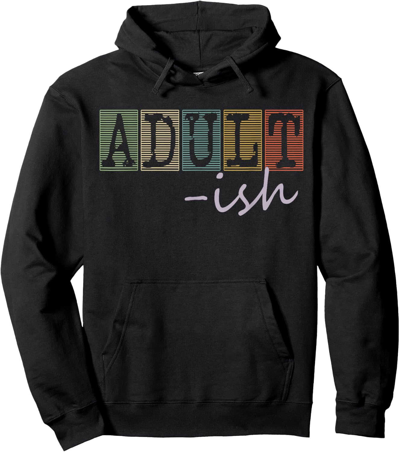 Adultish Funny Sayings Vintage Style Graphic Novelty Hoodie - Hoodie | Black
