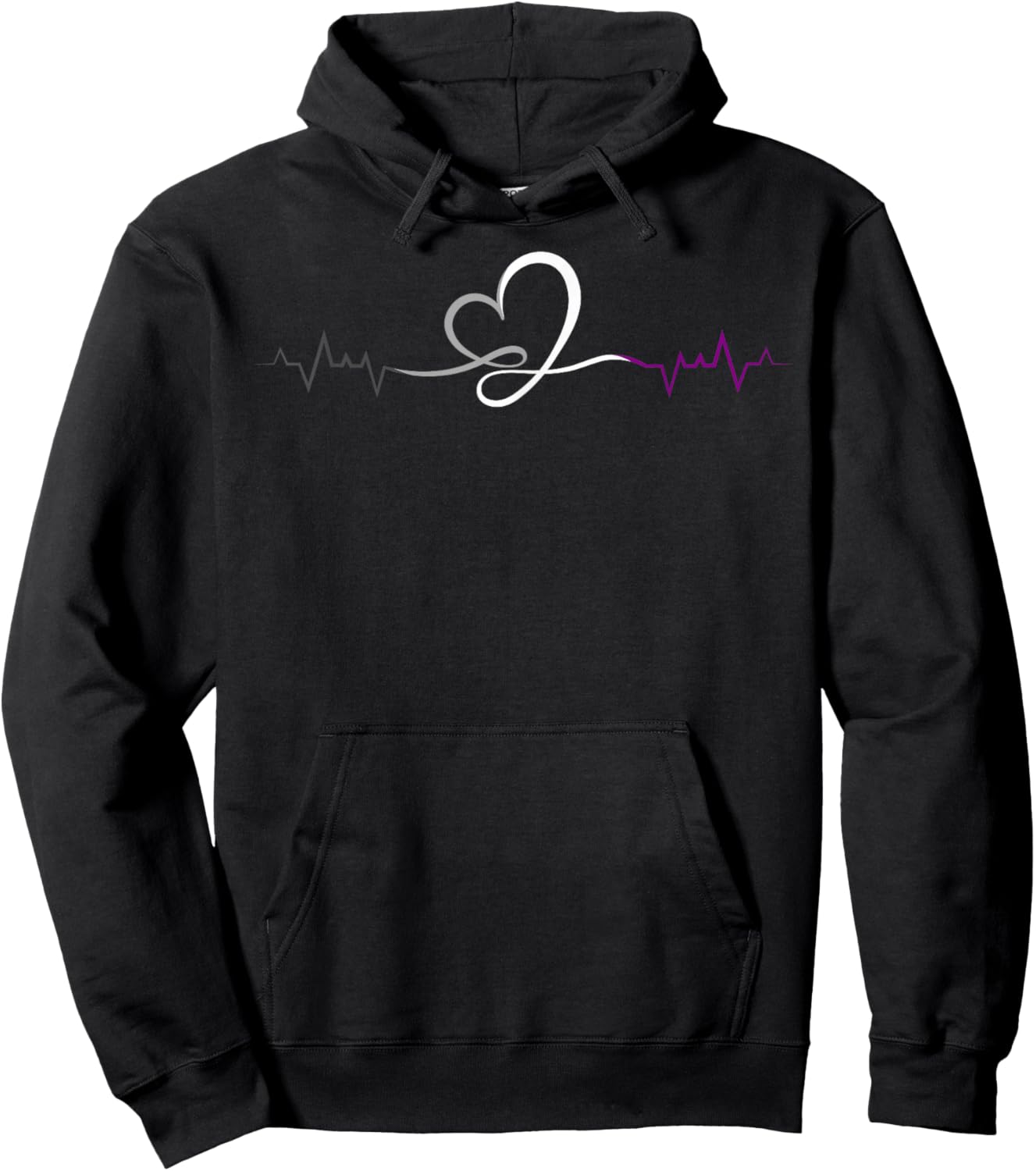 Ace Pride Elegant Heartbeat Line Asexual Colors Hoodie - Hoodie | Black