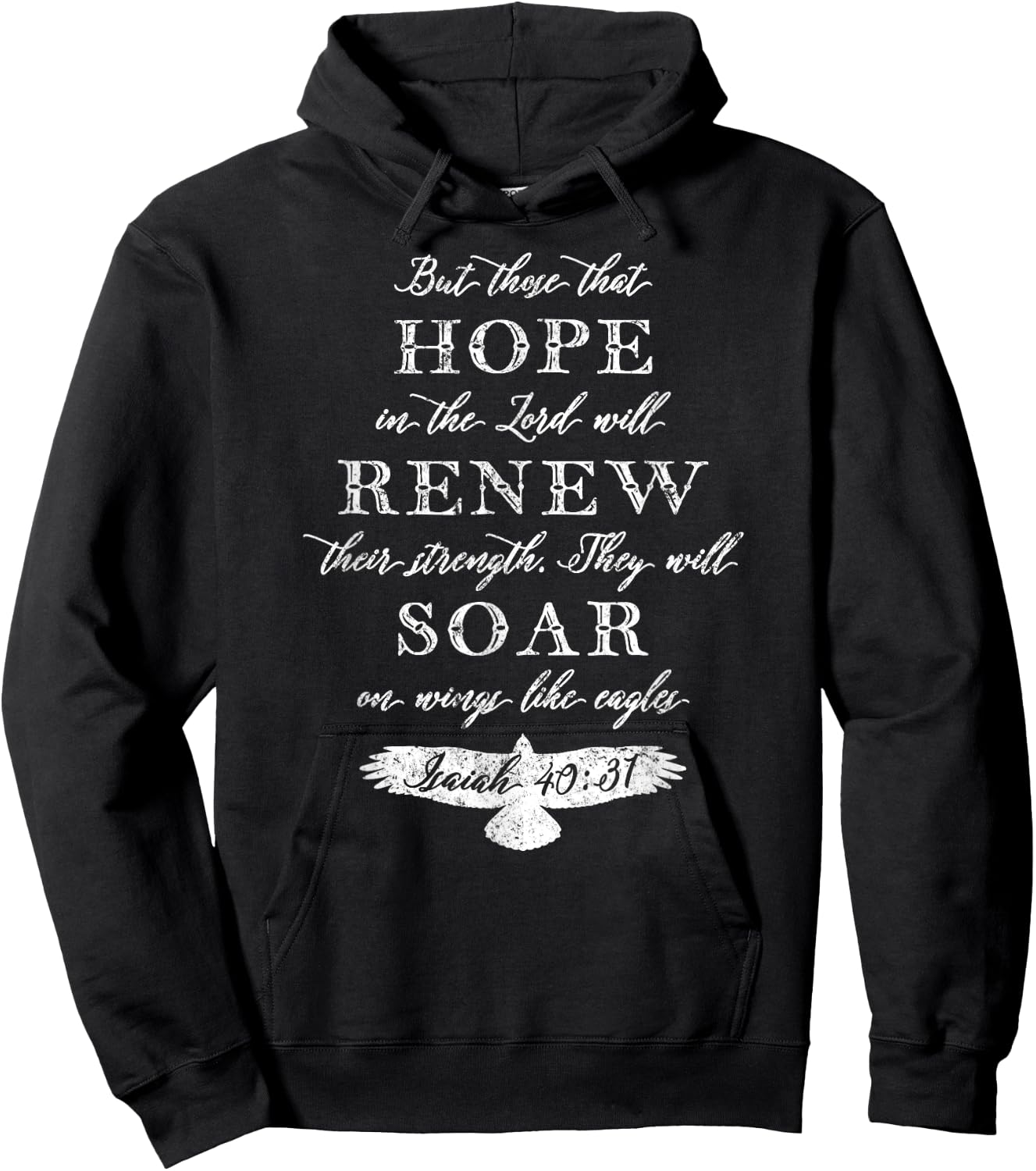Wings Like Eagles Isaiah 40:31 KJV Christian Vintage Hoodie - Hoodie | Black