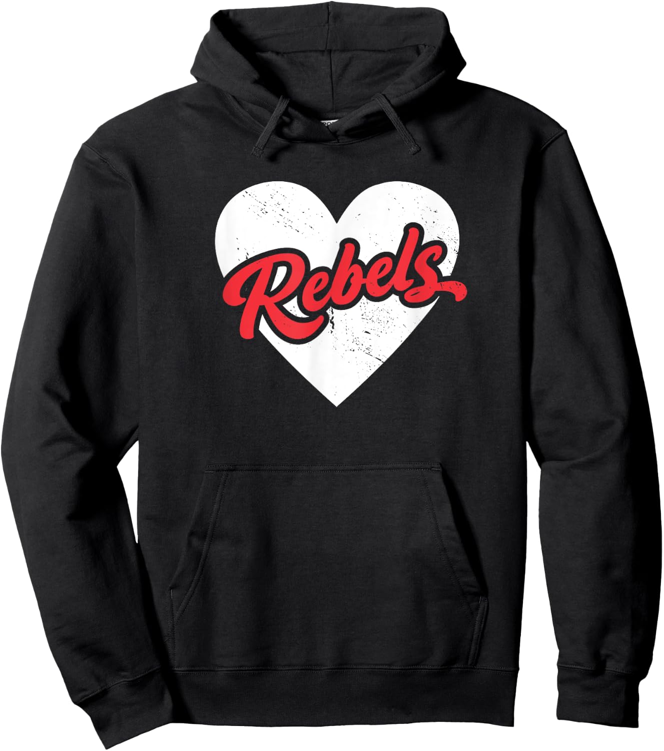 Vintage Rebels High School Go Rebels Pride Heart Hoodie - Hoodie | Black