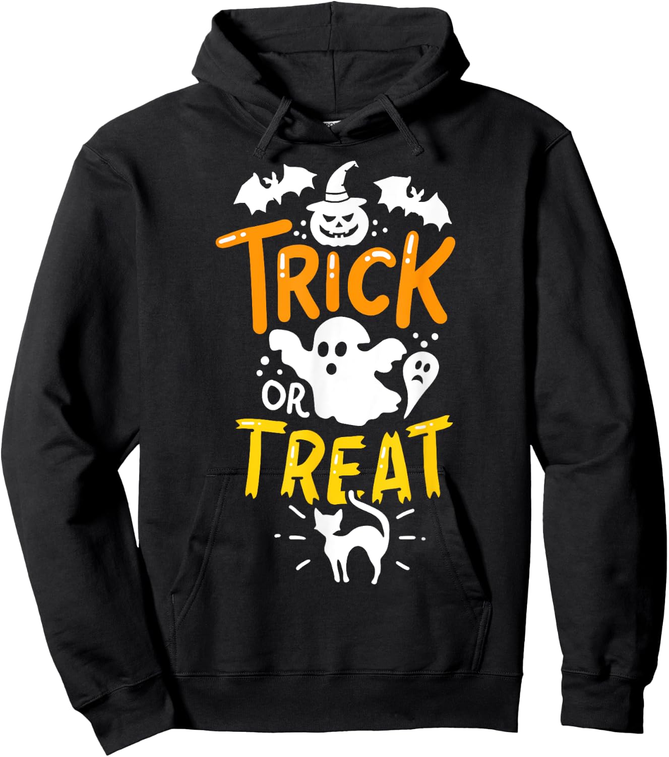 Happy Halloween Shirt Trick Or Treat Party Ghost Bat Hoodie - Hoodie | Black
