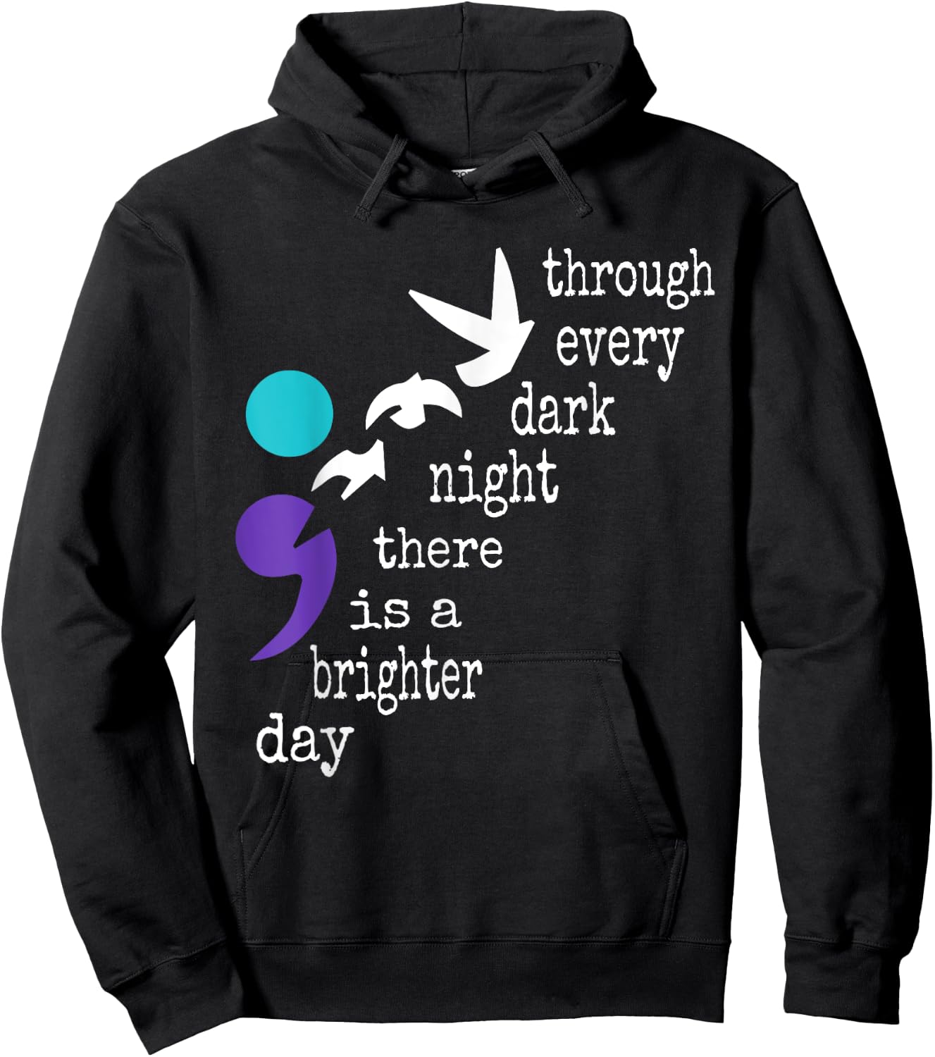 Birds Semicolon Gift Suicide Prevention Awareness Hoodie - Hoodie | Black