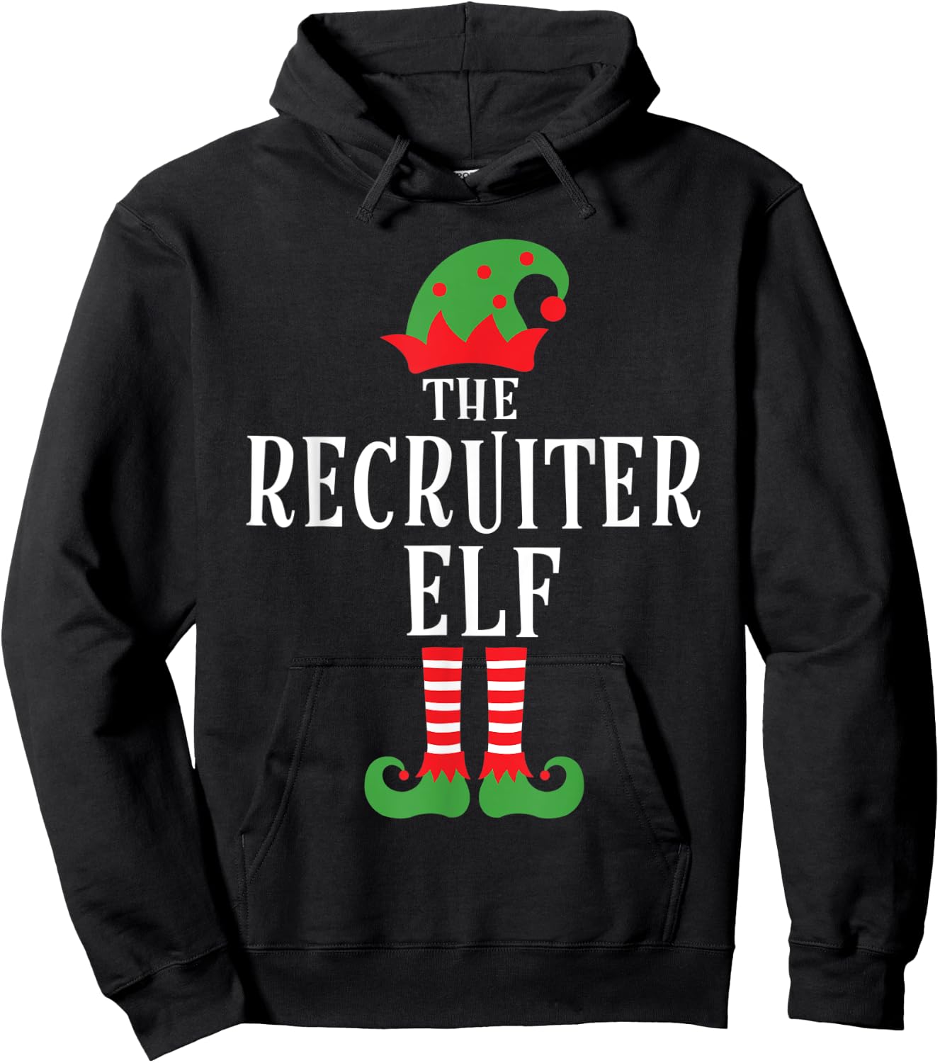 Recruiter Elf Family Matching Group Christmas Gift Funny Hoodie - Hoodie | Black