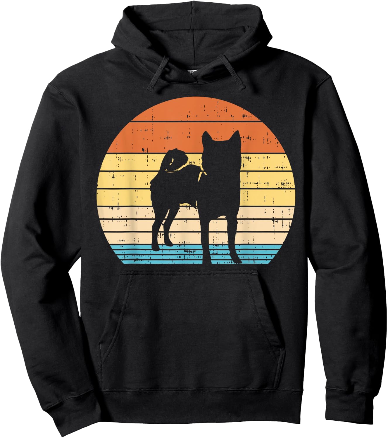 Retro Sunset Shiba Inu Silhouette Vintage Dog Owner Gift Men Women Girls Kids Hoodie - Hoodie | Black