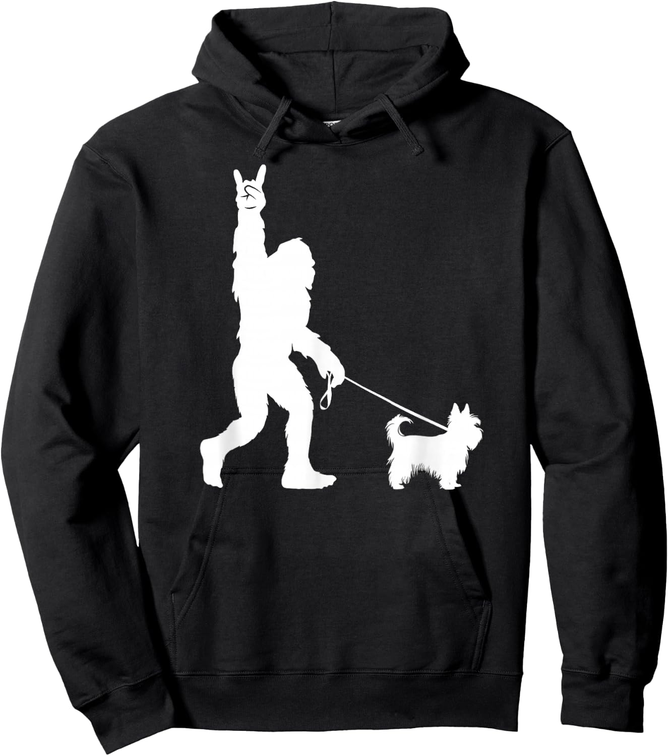 Bigfoot Walking Yorkshire Terrier Sasquatch Yorkie Dog Hoodie - Hoodie | Black