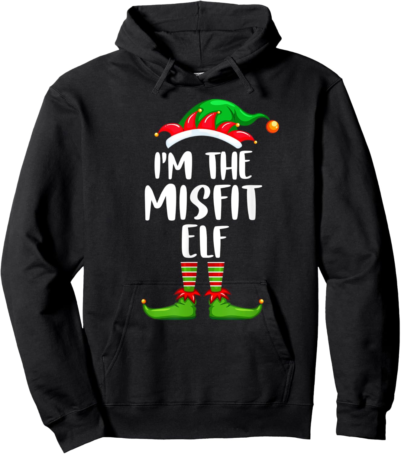 I'm The Misfit Elf Shirt Matching Family Group Christmas Hoodie - Hoodie | Black